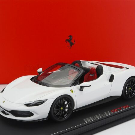 BBR-MODELS 1/18 FERRARI | 296 GTS SPIDER 2022 - CON VETRINA - WITH SHOWCASE | BIANCO CERVINO - WHITE