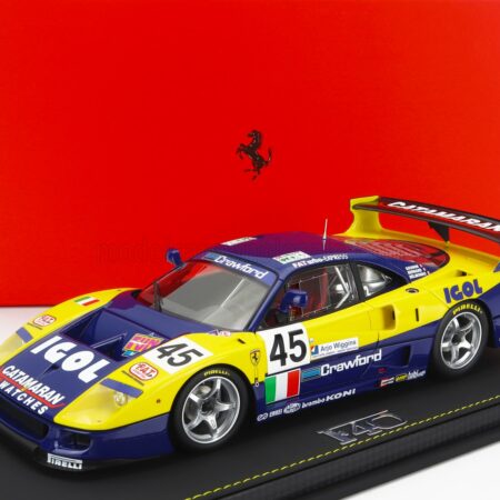 BBR-MODELS 1/18 FERRARI | F40 GTE 3.5L TURBO V8 TEAM ENNEA SRL IGOL N 45 24h LE MANS 1996 J.M.GOUNON - E.BERNARD - P.BELMONDO | YELLOW BLUE