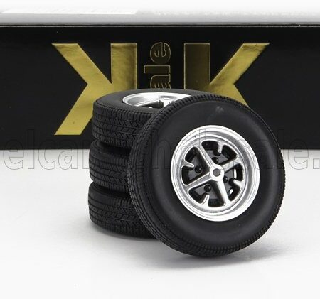 KK-SCALE 1/18 ACCESSORIES | SET 4X WHEELS AND RIMS FOR FORD TAUNUS GT COUPE 1971 | BLACK SILVER