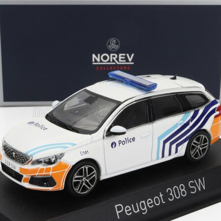 NOREV 1/43 PEUGEOT | 308 SW STATION WAGON BELGIAN POLICE 2018 | WHITE