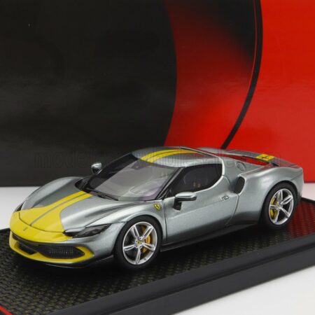 BBR-MODELS 1/43 FERRARI | 296 GTB ASSETTO FIORANO 2022 | GRIGIO CORBURN - GREY YELLOW