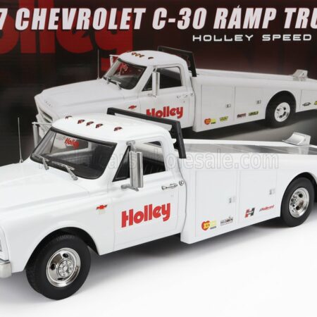 ACME-MODELS 1/18 CHEVROLET | C-30 TRUCK RAMP CAR TRANSPORTER HOLLEY SPEED SHOP 1967 | WHITE