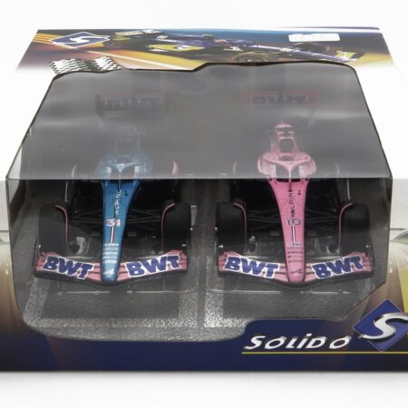 SOLIDO 1/18 ALPINE | SET 2X F1  A523 TEAM BWT ALPINE PRESS LAUNCH LIVERY N 10 PIERRE GASLY - N 31 ESTEBAN OCON 2023 | BLUE BLACK PINK