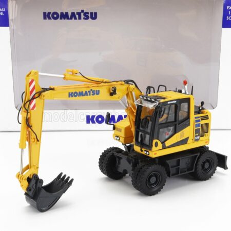 UNIVERSAL HOBBIES 1/50 KOMATSU | PW148 RUSPA GOMMATA - TRACTOR SCRAPER | YELLOW BLACK