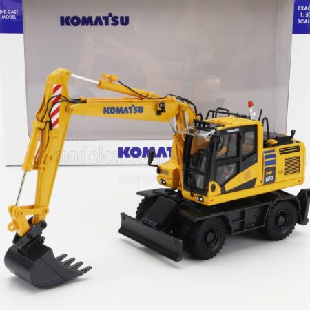 UNIVERSAL HOBBIES 1/50 KOMATSU | PW180 ESCAVATORE GOMMATO - TRACTOR EXCAVATOR | YELLOW BLACK