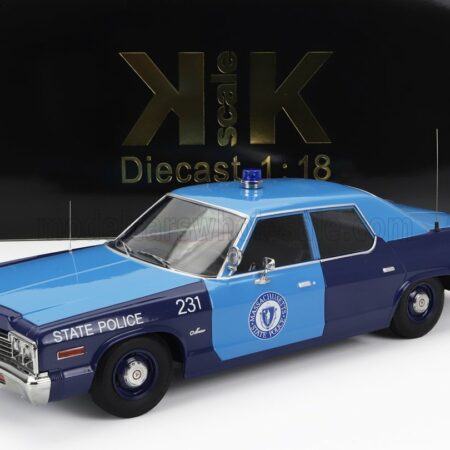 KK-SCALE 1/18 DODGE | MONACO MASSACHUSETTS STATE POLICE 1974 | 2 TONE BLUE