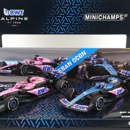 MINICHAMPS 1/43 ALPINE | SET 2X F1  A523 TEAM BWT ALPINE N 31 8th MIAMI GP 2023 + N 31 BAHRAIN GP 2023 ESTEBAN OCON | BLUE BLACK PINK