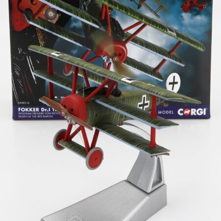 CORGI 1/48 FOKKER | DR.i TRIPLANE MILITARY AIRPLANE 1918 - THE RED BARON | MILITARY GREEN