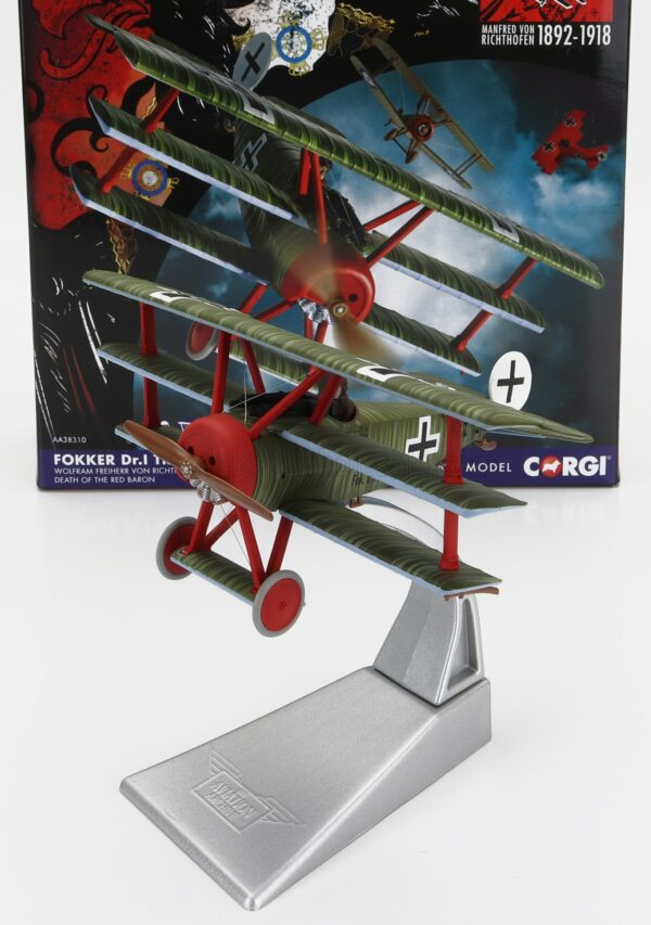 CORGI 1/48 FOKKER | DR.i TRIPLANE MILITARY AIRPLANE 1918 - THE RED BARON | MILITARY GREEN