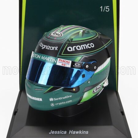 SPARK-MODEL 1/5 BELL HELMET | F1  CASCO HELMET ASTON MARTIN AMR23 TEAM ARAMCO COGNIZANT N 0 F1 TEST 2023 JESSICA HAWKINS | GREEN