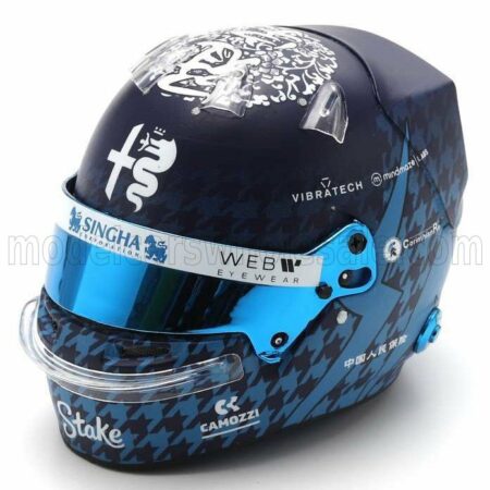 SPARK-MODEL 1/5 BELL HELMET | F1  CASCO HELMET ALFA ROMEO C43 TEAM STAKE N 24 JAPAN GP 2023 GUANYU ZHOU | BLUE