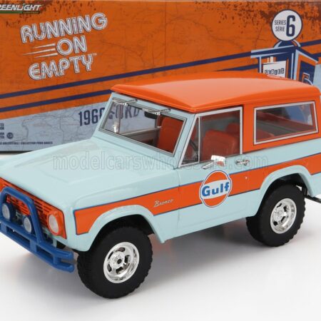 GREENLIGHT 1/24 FORD USA | BRONCO OPEN GULF 1966 | LIGHT BLUE ORANGE