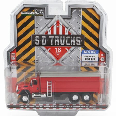 GREENLIGHT 1/64 INTERNATIONAL | WORKSTAR TRUCK WITH CANVAS COVER 3-ASSI 2022 | RED