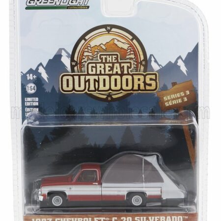 GREENLIGHT 1/64 CHEVROLET | C-20 PICK-UP SILVERADO CAMPER 1983 | RED SILVER