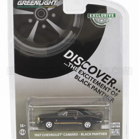 GREENLIGHT 1/64 CHEVROLET | CAMARO COUPE BLACK PANTHER 1967 | BLACK GOLD