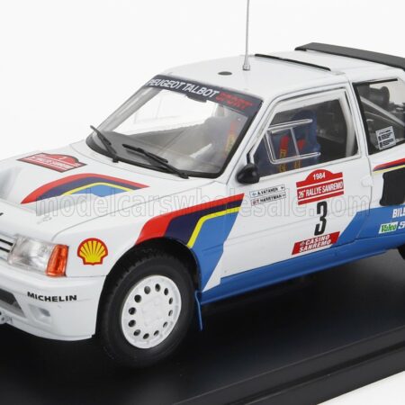 EDICOLA 1/24 PEUGEOT | 205 T16 N 3 WINNER RALLY SANREMO 1984 A.VATANEN - T.HARRYMAN | WHITE BLUE