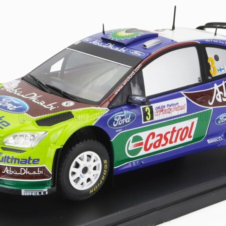 EDICOLA 1/24 FORD ENGLAND | FOCUS RS WRC09 N 3 WINNER RALLY POLAND 2009 M.HIRVONEN - J.LEHTINEN | BLUE RED GREEN