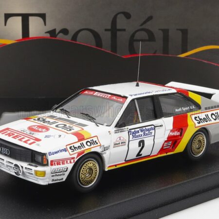 TROFEU 1/43 AUDI | QUATTRO SPORT N 2 MANX ISLE OF MAN RALLY 1985 H.DEMUTH - E.RADAELLI | WHITE RED YELLOW