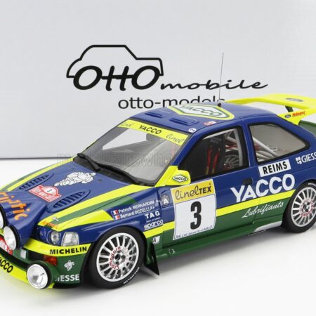 OTTO-MOBILE 1/18 FORD ENGLAND | ESCORT RS COSWORTH TEAM ALLIANCE YACCO (night version) N 3 WINNER RALLY MONTECARLO 1996 P.BERNARDINI - B.OCCELLI | BLUE YELLOW