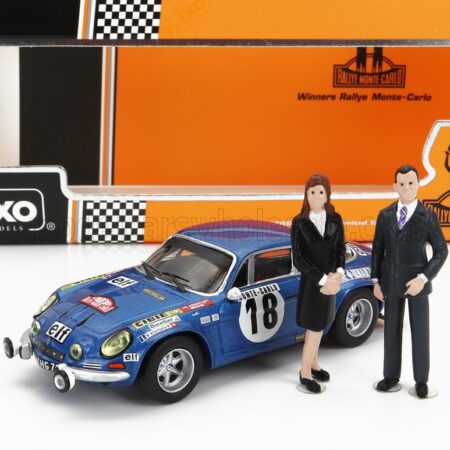 IXO-MODELS 1/43 RENAULT | ALPINE A110 1800S N 18 WINNER RALLY MONTECARLO 1973 WITH FIGURE J.C.ANDRUET - M.PETIT | BLUE