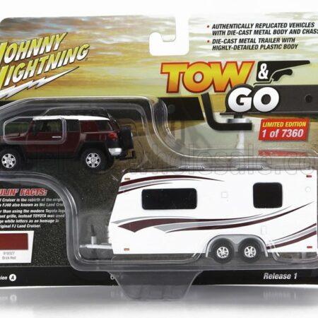 JOHNNY LIGHTNING 1/64 TOYOTA | FJ CRUISER 200 WITH ROULOTTE | RED WHITE