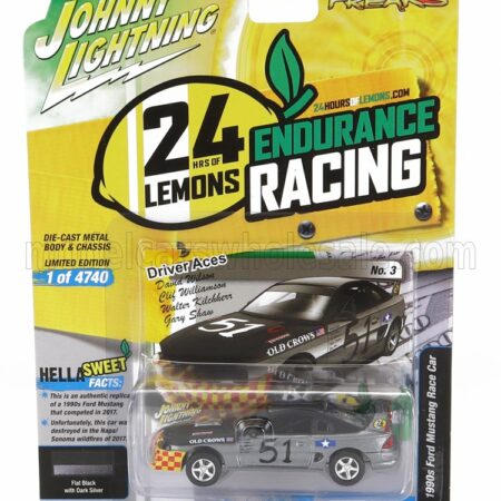 JOHNNY LIGHTNING 1/64 FORD USA | MUSTANG N 51 RACING 1990 | SILVER BLACK