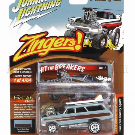 JOHNNY LIGHTNING 1/64 FORD USA | COUNTRY SQUIRE SW STATION WAGON ZINGERS CUSTOM 1964 | LIGHT BLUE WOOD