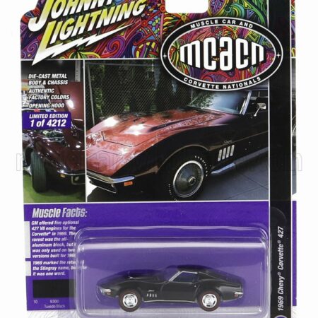 JOHNNY LIGHTNING 1/64 CHEVROLET | CORVETTE 427 COUPE 1969 | BLACK