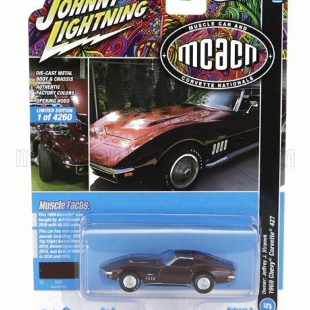 JOHNNY LIGHTNING 1/64 CHEVROLET | CORVETTE 427 COUPE 1969 | BORDEAUX