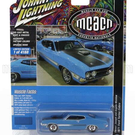 JOHNNY LIGHTNING 1/64 FORD USA | TORINO COBRA COUPE 1971 | BLUE BLACK