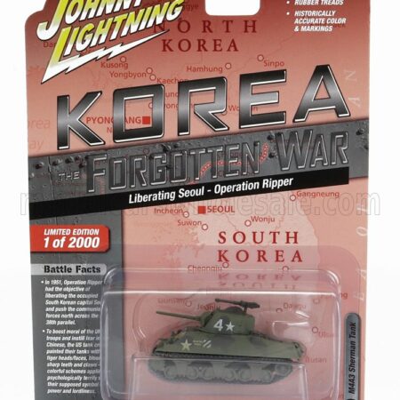 JOHNNY LIGHTNING 1/64 TANK | M4A3 SHERMAN MILITARY KOREA 1944 | MILITARY GREEN