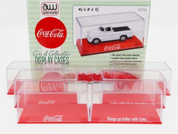 AUTOWORLD 1/64 VETRINA DISPLAY BOX | SET 6X BASE ROSSA - COCA-COLA BASE RED FOR 1/64 - Lungh.LENGHT cm 10.5 X Largh.WIDTH cm 5.0 X Alt.HEIGHT cm 4.7 (altezza interna cm 3.5) | RED