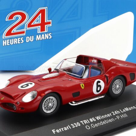 IXO-MODELS 1/43 FERRARI | 330 TRI/LM SPIDER 4.0L V12 TEAM SPA FERRARI SEFAC N 6 WINNER 24h LE MANS 1962 OLIVER GENDEBIEN - PHIL HILL | RED