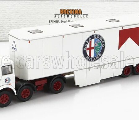 BREKINA PLAST 1/87 FIAT | 691 T TRUCK TEAM AUTODELTA ALFA ROMEO CAR TRANSPORTER 1970 | WHITE