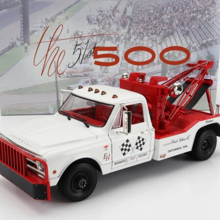 GREENLIGHT 1/18 CHEVROLET | C-30 TRUCK PICK-UP DUALLY WRECKER 1967 - CARRO ATTREZZI - OFFICIAL COURTESY TRUCK 51st 500 MILE RACE INDIANAPOLIS | CREAM RED