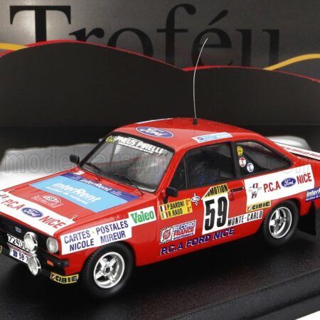 TROFEU 1/43 FORD ENGLAND | ESCORT MKII RS2000 (night version) N 59 RALLY MONTECARLO 1982 C.BARONI - R.BAUD | RED