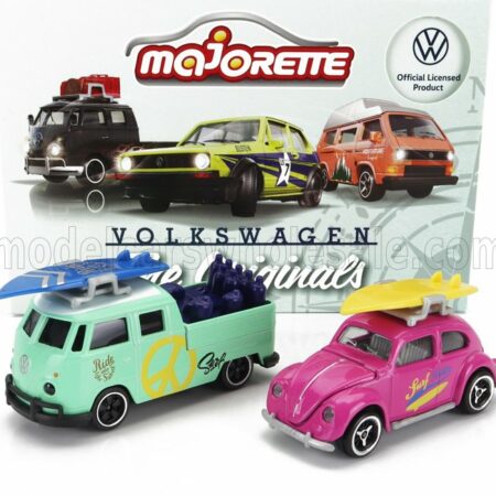 MAJORETTE 1/64 VOLKSWAGEN | SET 2X T1 DOUBLE CABINE PICK-UP 1962 + BEETLE KAFER MAGGIOLINO 1959 | VARIOUS