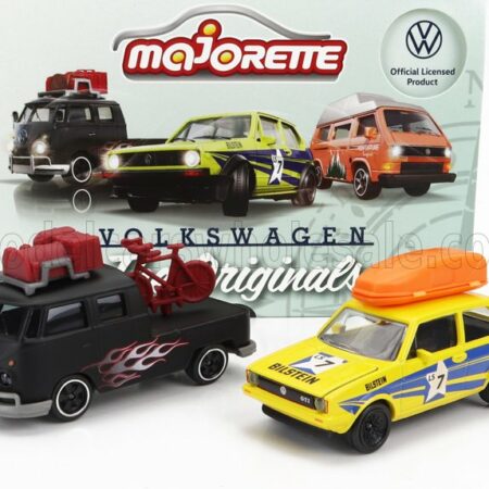 MAJORETTE 1/64 VOLKSWAGEN | SET 2X T1 DOUBLE CABINE PICK-UP 1962 + GOLF MKI GTi N 7 RACING 1976 | VARIOUS