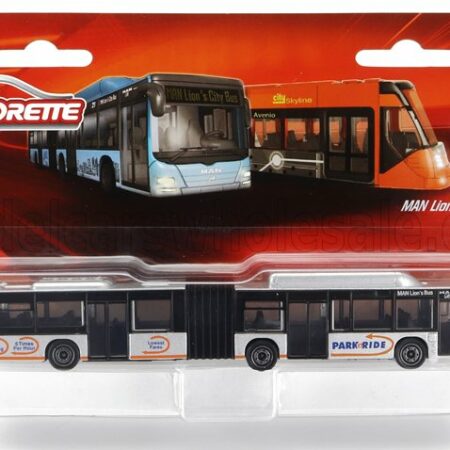 MAJORETTE 1/64 MAN | LION'S CITY 6 AUTOBUS SNODATO A SOFFIETTO 2010 | SILVER BLACK ORANGE