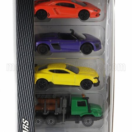 MAJORETTE 1/64 LAMBORGHINI | SET 5X AVENTADOR - AUDI R8 SPIDER - FORD USA MUSTANG - MERCEDES ZETROS TRUCK - VALTRA T4 TRACTOR | VARIOUS