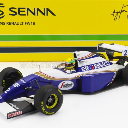 MINICHAMPS 1/18 WILLIAMS | F1  RENAULT ELF FW16 N 2 POLE POSITION PACIFIC GP 1994 AYRTON SENNA | BLUE WHITE