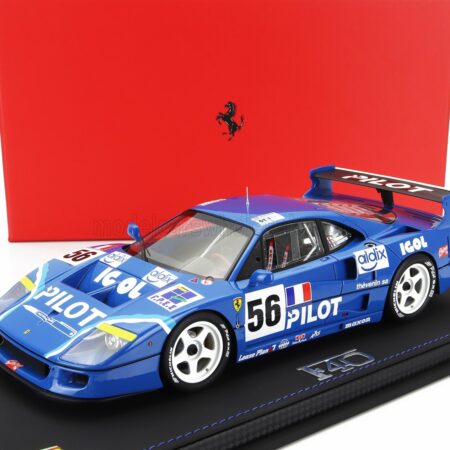 BBR-MODELS 1/18 FERRARI | F40 LM 3.5L TURBO V8 TEAM PILOT PEN RACING N 56 24h LE MANS 1996 MICHEL FERTE - OLIVIER THEVENIN - NICOLAS LEBOISSETIER - CON VETRINA - WITH SHOWCASE | BLUE