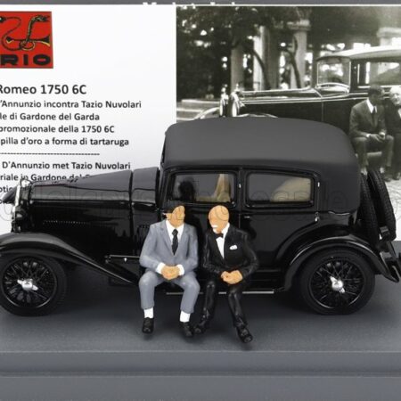 RIO-MODELS 1/43 ALFA ROMEO | 1750 6C WITH GABRIELE D'ANNUNZIO AND TAZIO NUVOLARI FIGURES 1932 | BLACK