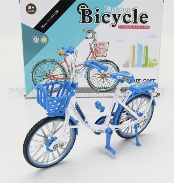 GOLDEN WHEEL MODELS 1/10 BICICLETTA | LADY CLASSIC BICYCLE | BLUE WHITE