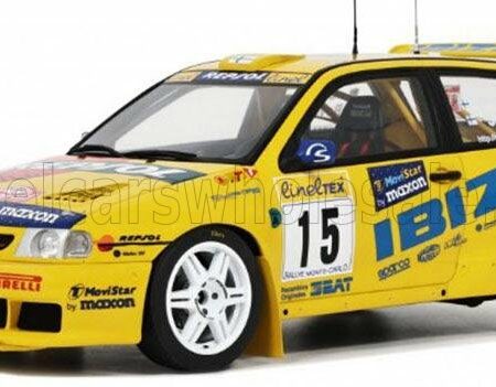 OTTO-MOBILE 1/18 SEAT | IBIZA GTi 16V EVO2 TEAM REPSOL N 15 RALLY MONTECARLO 1998 HARRI ROVANPERA - VOITTO SILANDER | YELLOW