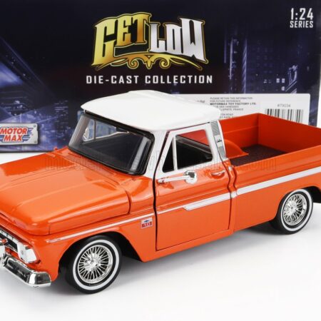 MOTOR-MAX 1/24 CHEVROLET | CHEVY C-10 FLEETSIDE PICK-UP CUSTOM 1966 | ORANGE MET WHITE