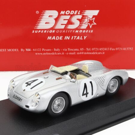 BEST-MODEL 1/43 PORSCHE | 550RS SPIDER TEAM PORSCHE K.G. N 41 12h SEBRING 1958 HARRY SCHELL - WOLFANG SEIDEL | SILVER