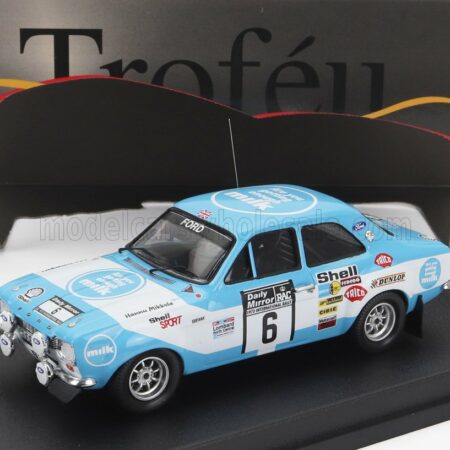 TROFEU 1/43 FORD ENGLAND | ESCORT MKI (night version) N 6 RALLY RAC LOMBARD 1973 HANNU MIKKOLA - JOHN DAVENPORT | LIGHT BLUE WHITE