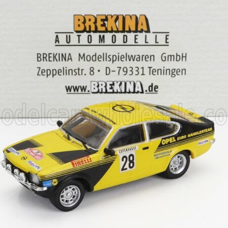 BREKINA PLAST 1/87 OPEL | KADETT C GT/E (night version) N 28 RALLY MONTECARLO 1976 ANDERS KULLANG - CLAES GORAN ANDERSSON | YELLOW BLACK