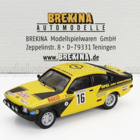 BREKINA PLAST 1/87 OPEL | KADETT C GT/E (night version) N 16 4th RALLY MONTECARLO 1976 WALTER ROHRL - JOCHEN BERGER | YELLOW BLACK